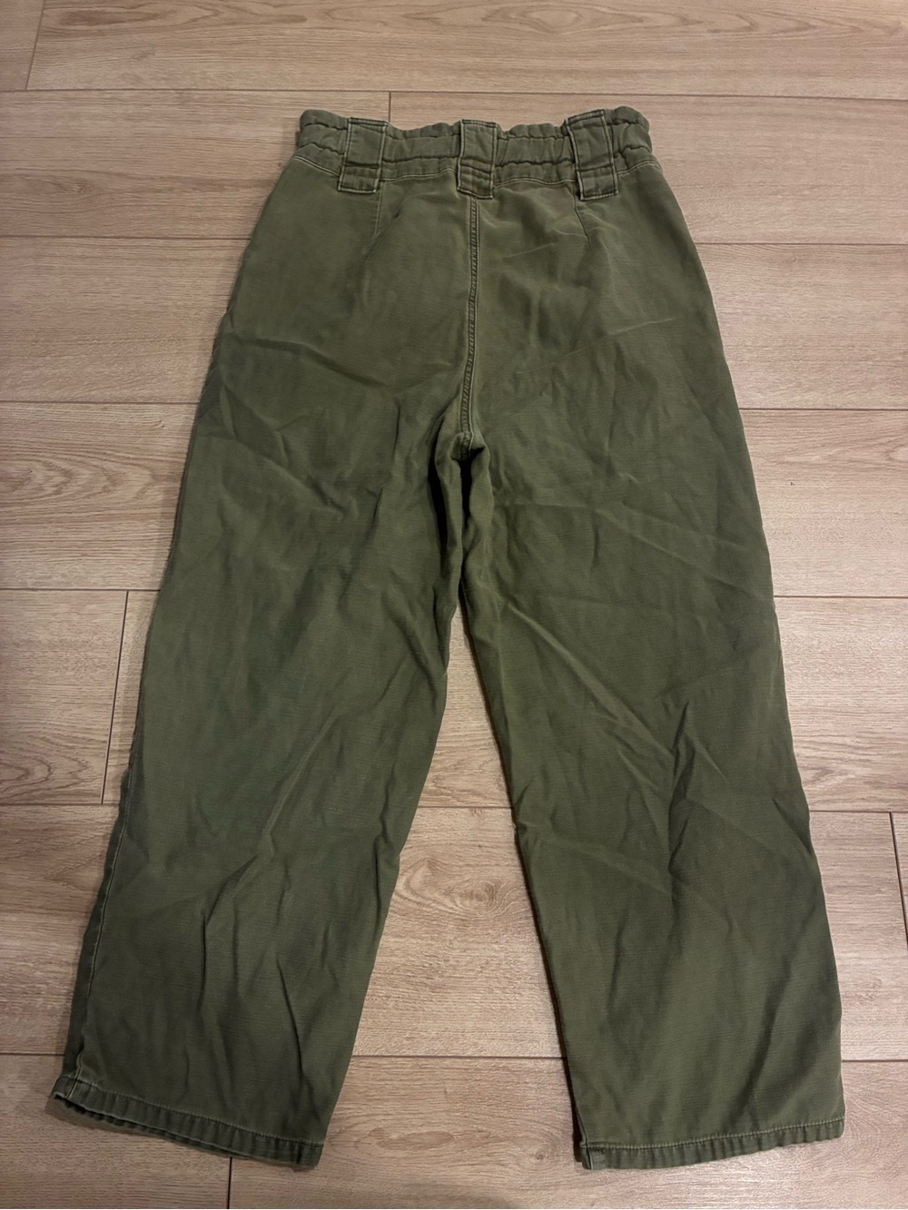 Free People Women’s Army Olive Green Washed Chino Trousers Cotton Size 10 - Picture 8 of 8